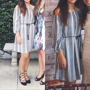 Strapless striped dress with rope belt EUC szM